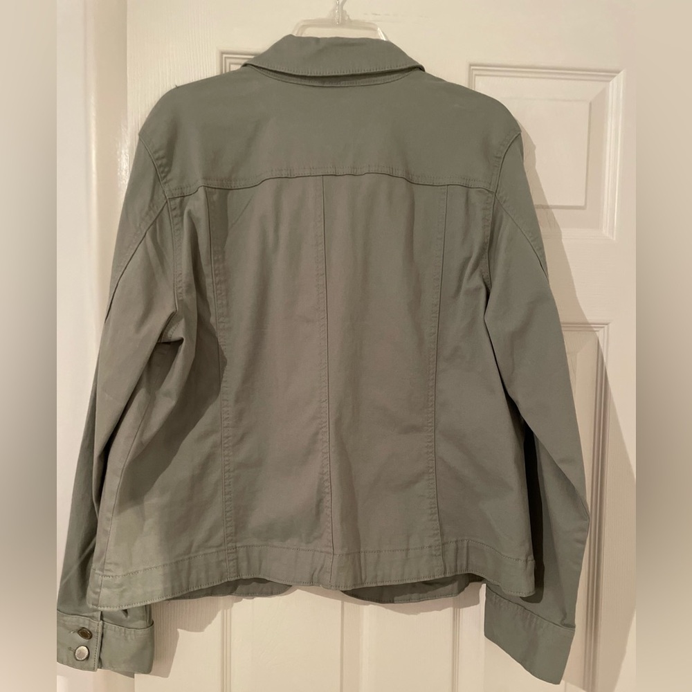Charter Club Sage Green Jean Jacket - Picture 2 of 4